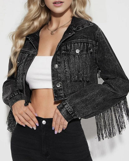 Rippen Jeansjacke Trendy Style