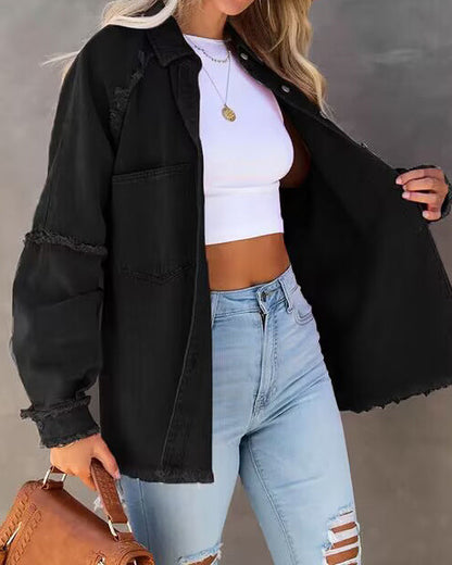 Trendige Denim-Jacke Patchwork Style