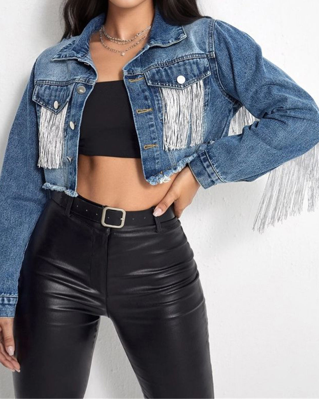 Rippen Jeansjacke Trendy Style