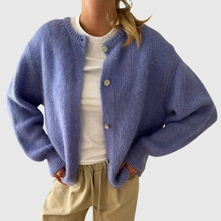 Damen Cashmere Cardigan Rundhals Knopfverschluss