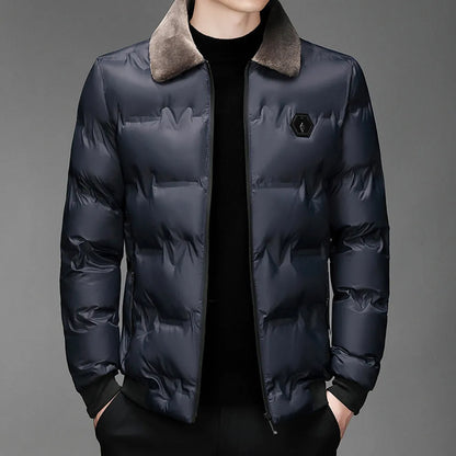 Herren Winterjacke Warm Isoliert Schwarz