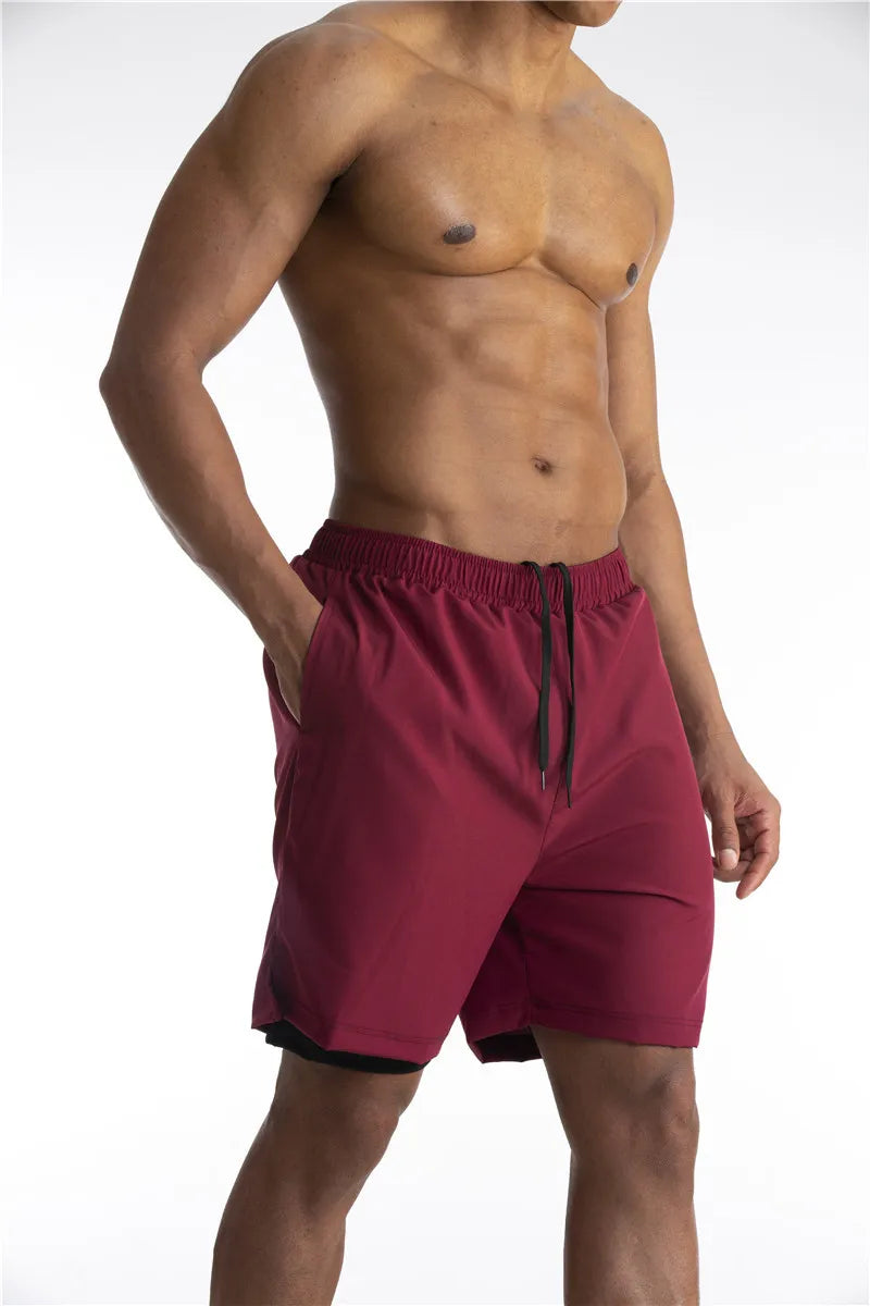 2-in-1 Laufshorts Herren Sport Shorts mit Taschen