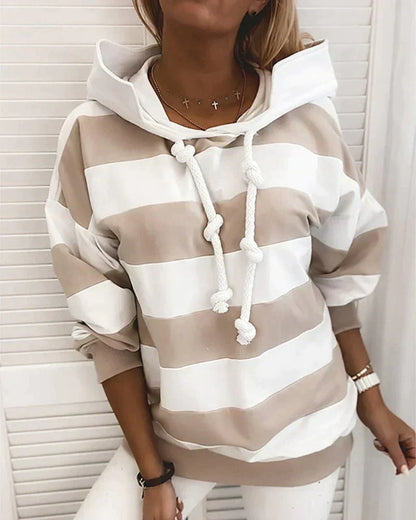Frauen Hoodie Herbst Gestreift Modern
