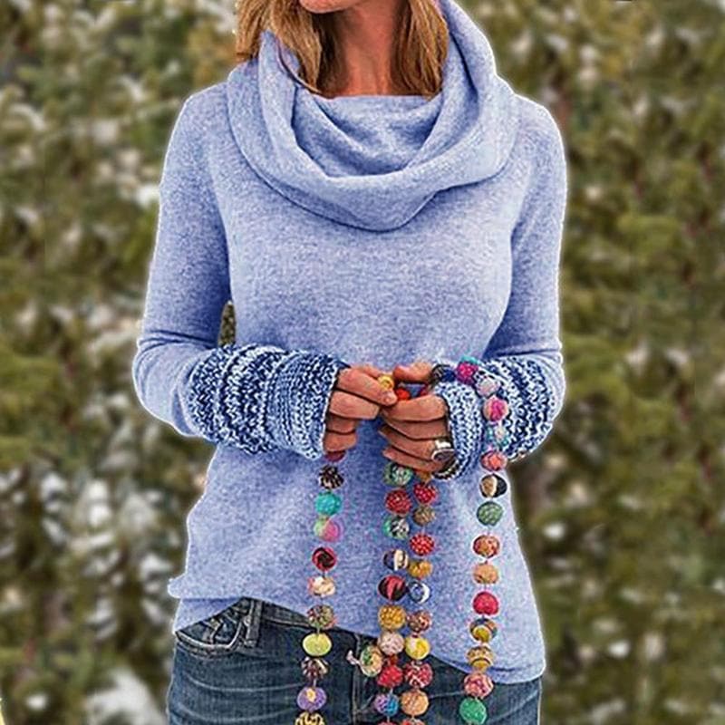 Warme Pullover Damen Oversized Cowl Neck Sweatshirt
