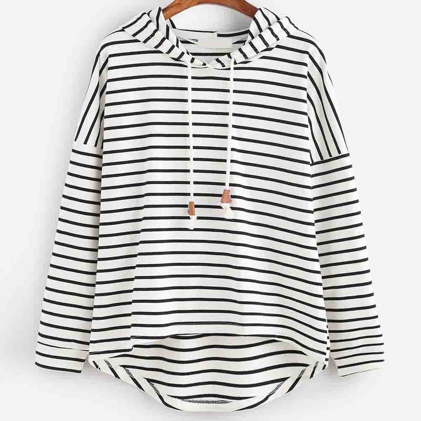 Kapuzenpullover Streifenmuster Bequem Locker
