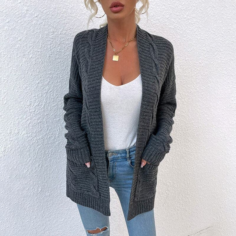 Kuschelige Cardigan Damen Strickjacke mit Taschen