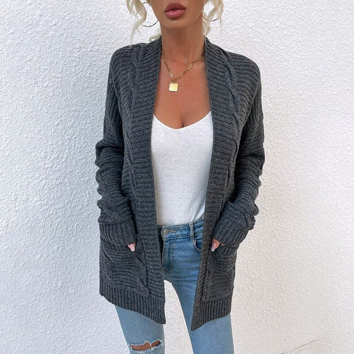 Kuschelige Cardigan Damen Strickjacke mit Taschen