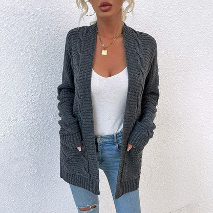 Kuschelige Cardigan Strickjacke Offen Vorne Lockere Passform
