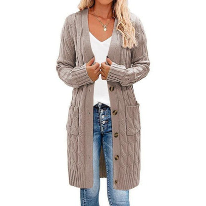 Langer Wickelcardigan Damen, Strick, Elegantes Design