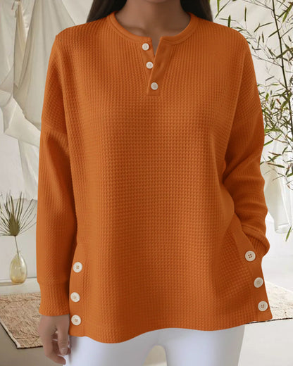 Waffelmuster Sweatshirt Casual Frauen