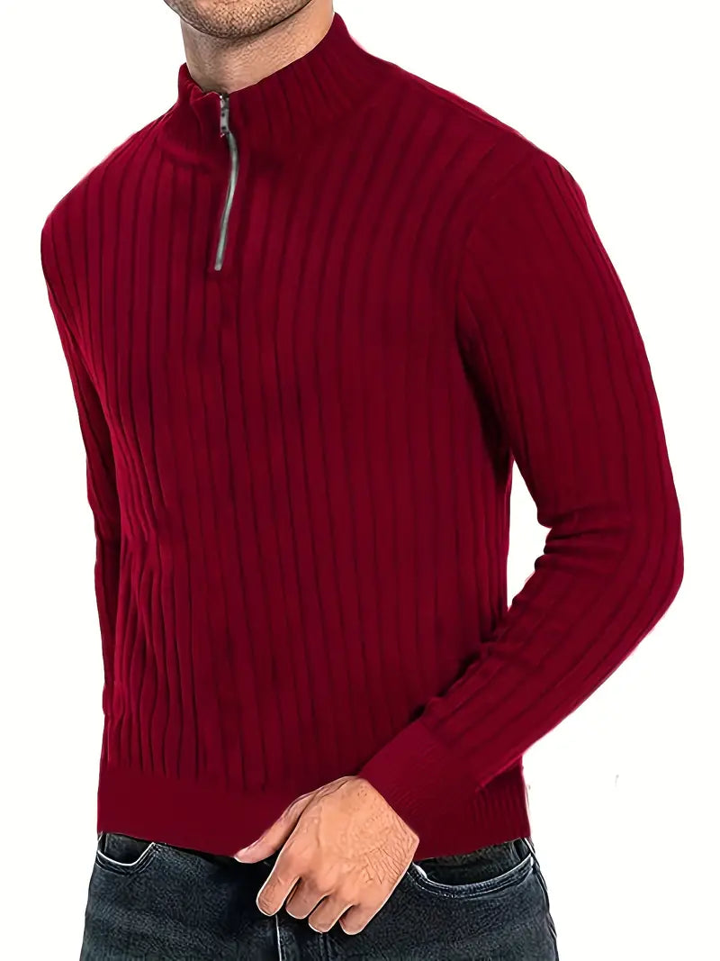 Herren Rollkragenpullover Modern Viertelreißverschluss