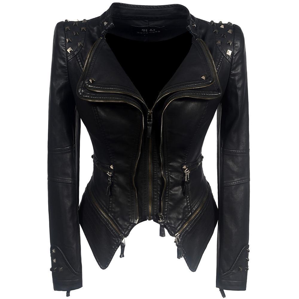 Bikerjacke Leder Style Slim Fit Schnitt