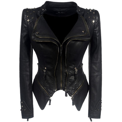 Bikerjacke Leder Style Slim Fit Schnitt