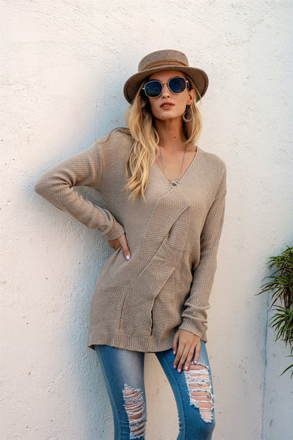 Große Damenkleid Oversized Gestrickt Off Shoulder