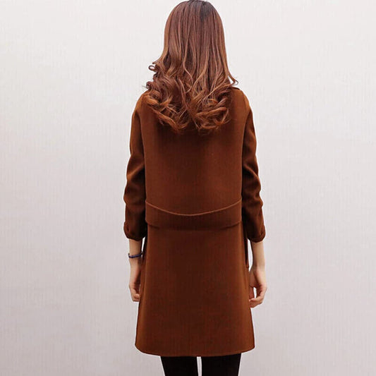 Mantel Damen Modern Doppelreihen Knopf - IdealeKleiden