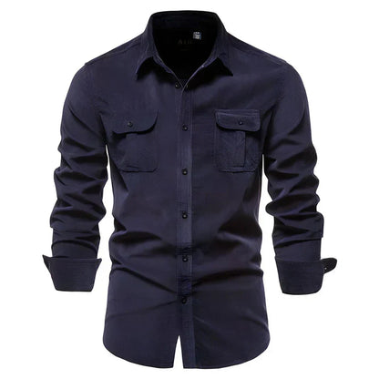 Herren Cordhemd Modern Braun