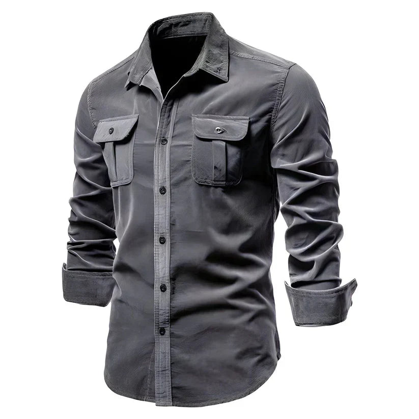 Herren Cordhemd Modern Braun