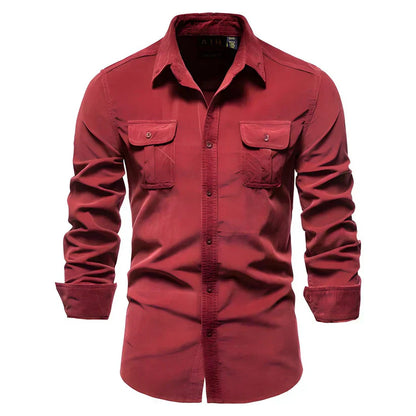 Herren Cordhemd Modern Braun