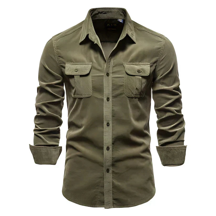 Herren Cordhemd Modern Braun
