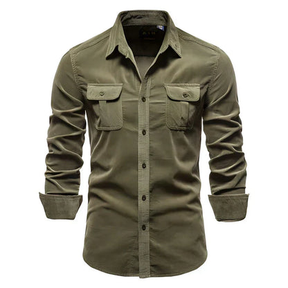 Herren Cordhemd Modern Braun