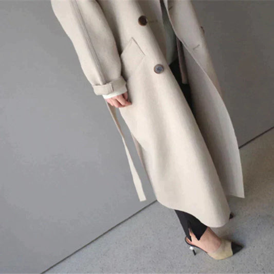 Übergroßer Wollmantel Doppelreiher Klassisch - IdealeKleiden