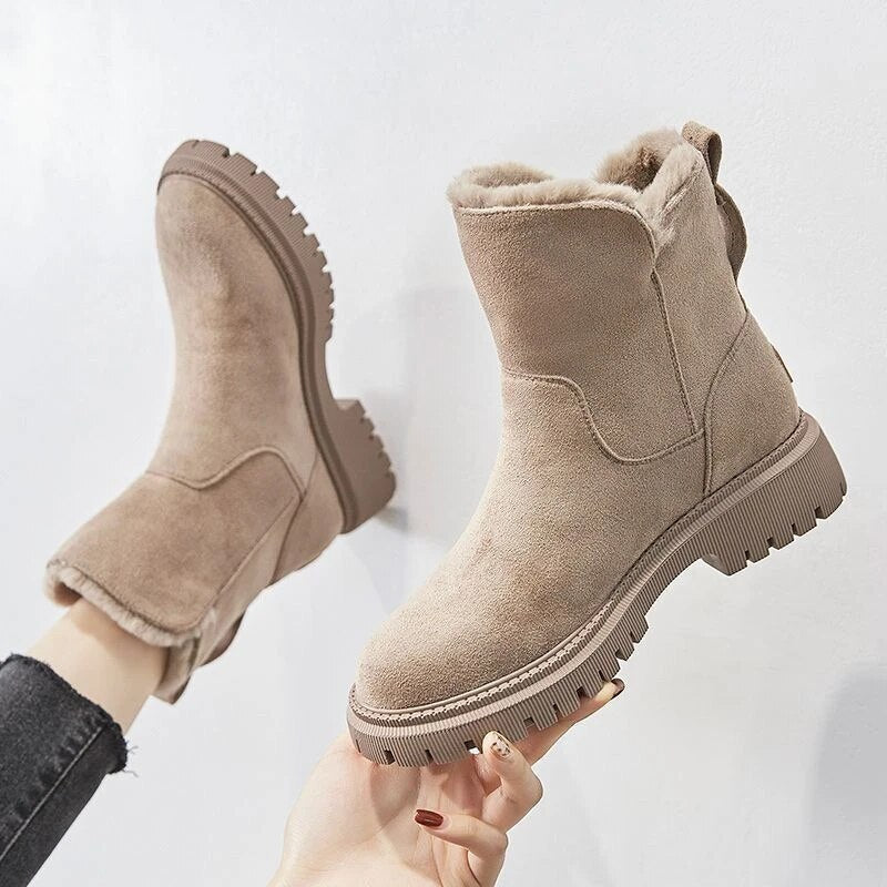 Warme Damenstiefel Mit Reißverschluss Schwarz