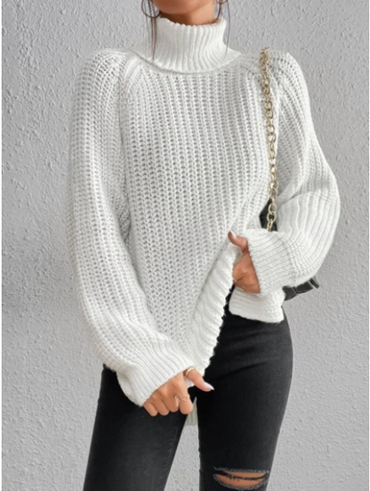 Damen Pullover Langarm Ribbed Oversized Trend