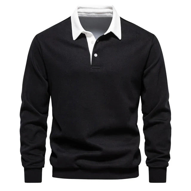 Herren Polo Shirt Langarm Elegant Klassisch