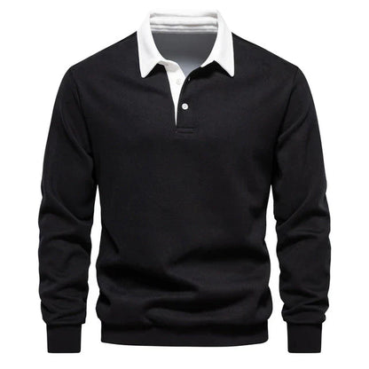 Herren Polo Shirt Langarm Elegant Klassisch