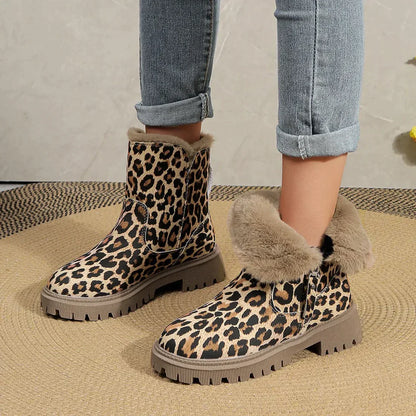 Winterstiefel Leopardenmuster Weich Samt