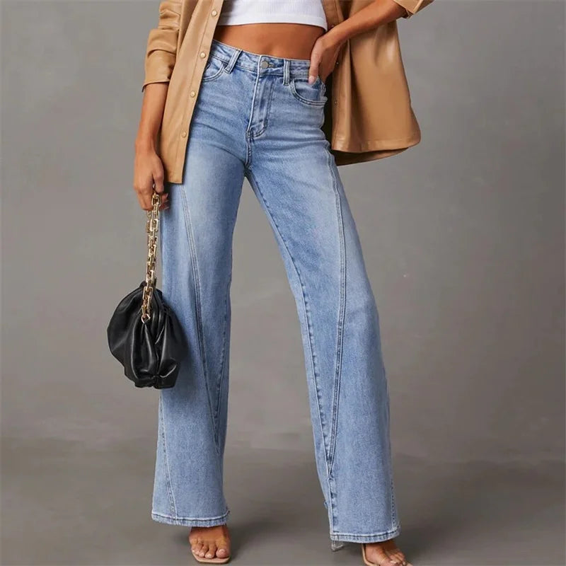 Damenschuhe passen nicht, es geht um Jeans: Damen High-Waist Jeans Weite Bein - IdealeKleiden