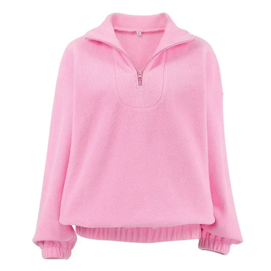 Weicher Fleece-Pullover Reißverschluss Damen - IdealeKleiden