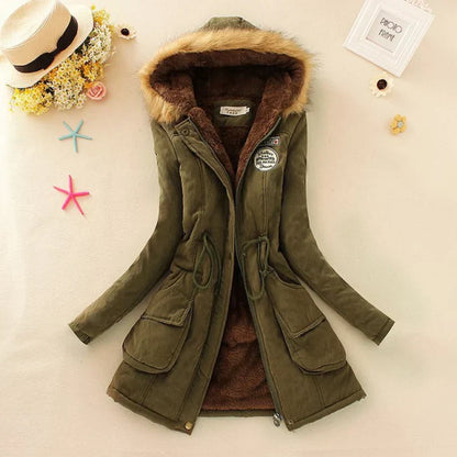 Warme Winterjacke Damen Kapuze Verstellbar
