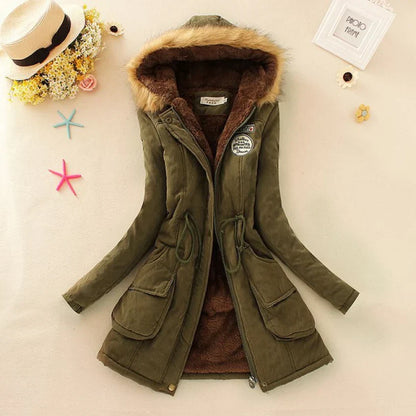 Warme Winterjacke Damen Kapuze Gefüttert