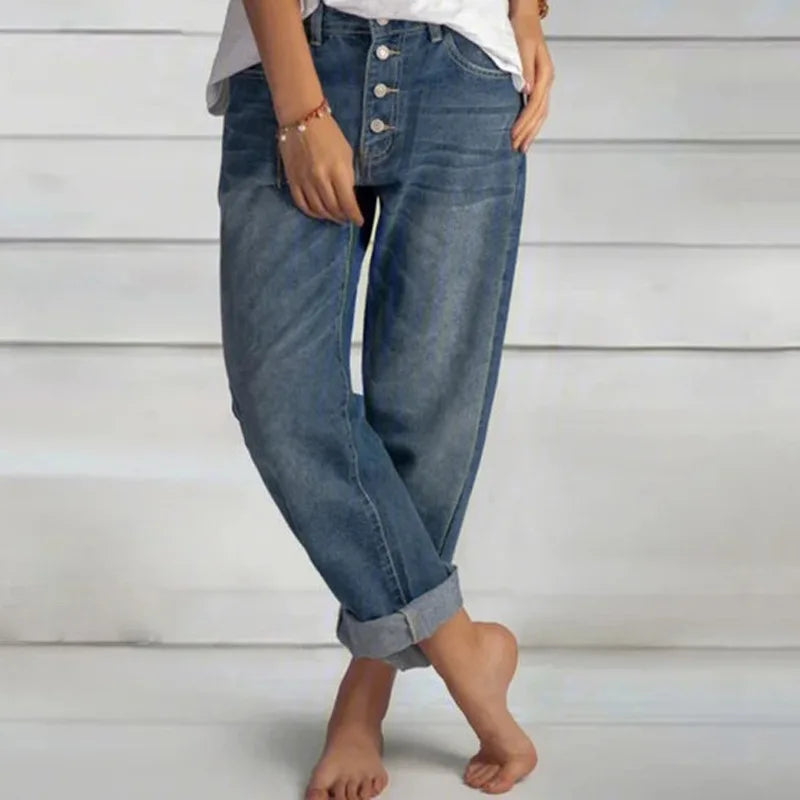 Damen Jeans Weit Bein Komfort Style