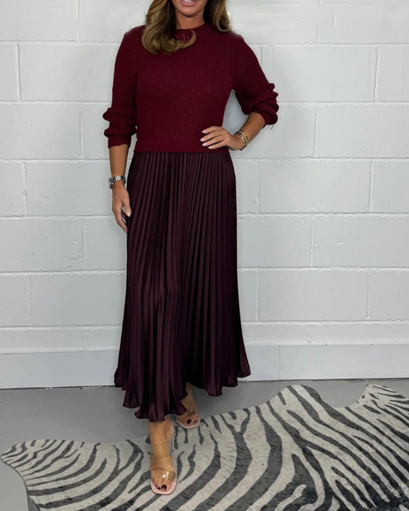Modisches Patchwork-Kleid Farbenfroh Plissiert