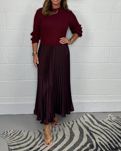 Modisches Patchwork-Kleid Farbenfroh Plissiert