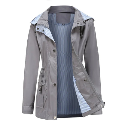 Wasserfeste Damenwindjacke Mit Abnehmbarer Kapuze