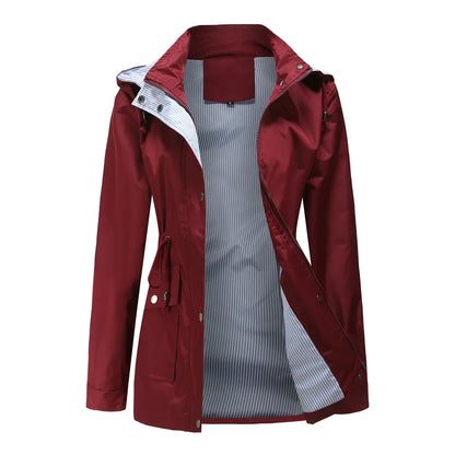 Wasserfeste Damenwindjacke Mit Abnehmbarer Kapuze