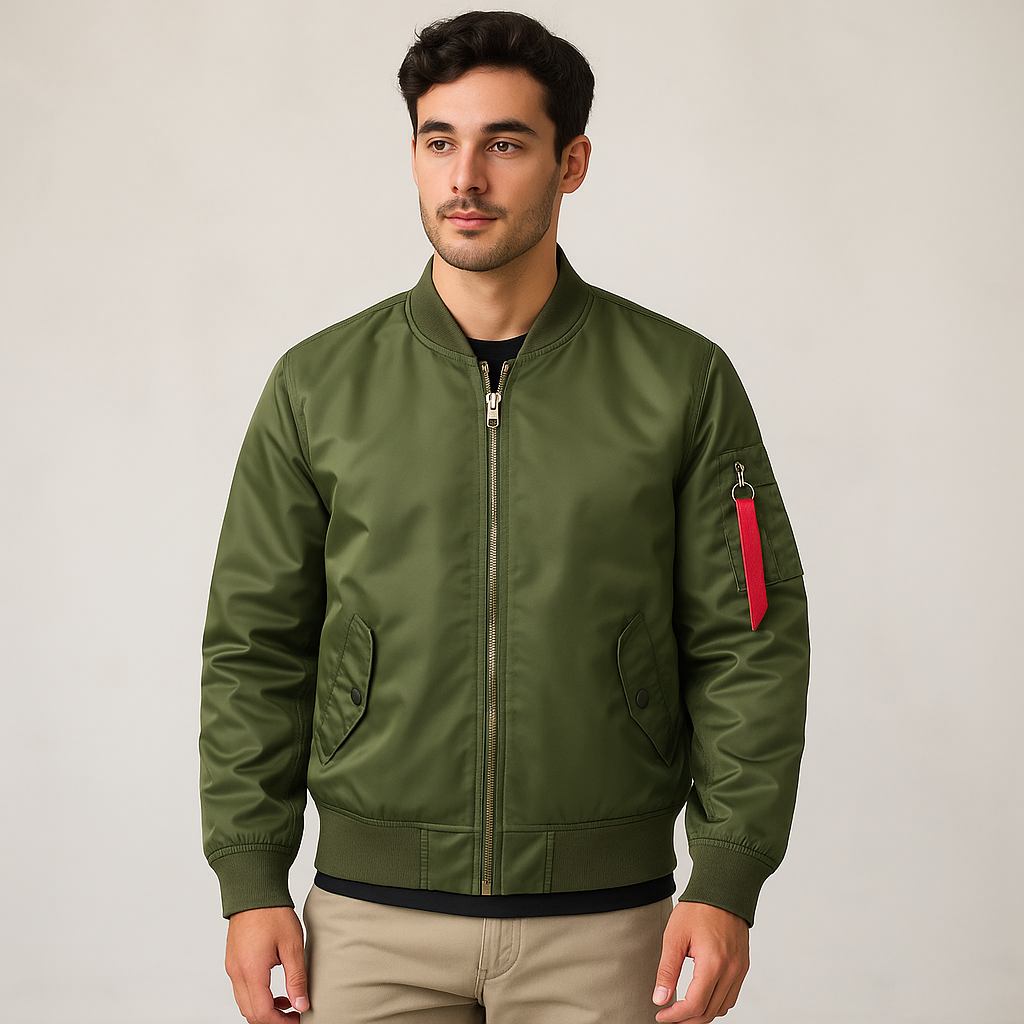 Modische Bomberjacke Frontreißverschluss Herren - IdealeKleiden