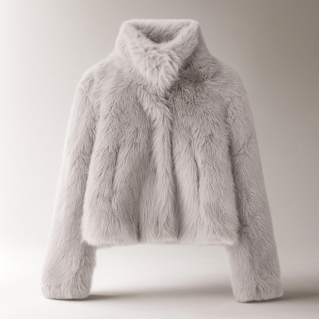 Stylische Damenjacke Kurz Veganer Pelz Look