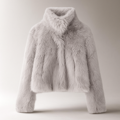 Stylische Damenjacke Kurz Veganer Pelz Look