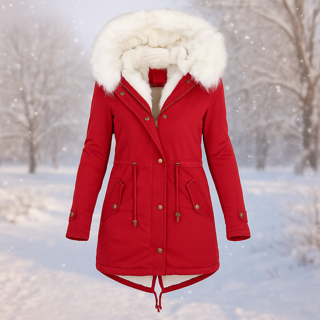 Eleganter Winterparka Kunstfell Mantel Damen