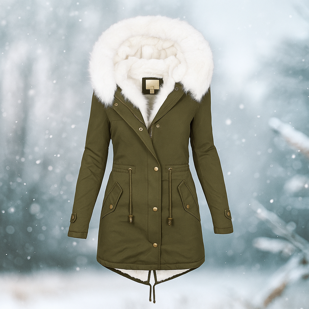 Eleganter Winterparka Kunstfell Mantel Damen