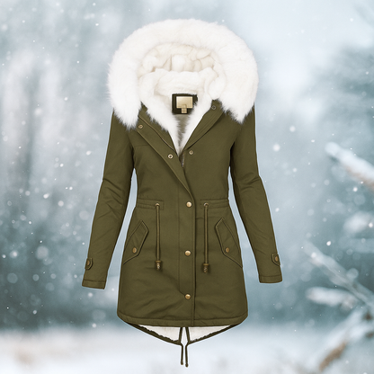 Eleganter Winterparka Kunstfell Mantel Damen