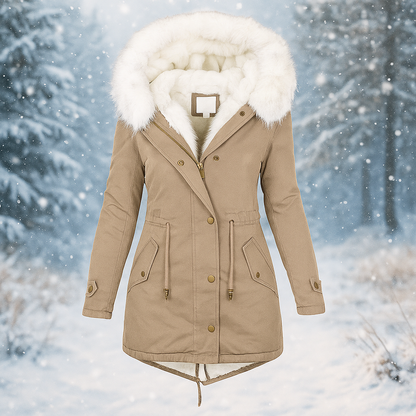 Eleganter Winterparka Kunstfell Mantel Damen