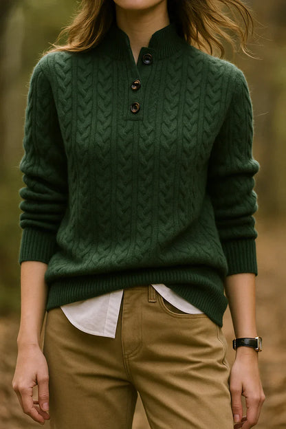 Weicher Strickpullover mit Zopfmuster und Rundhalsausschnitt