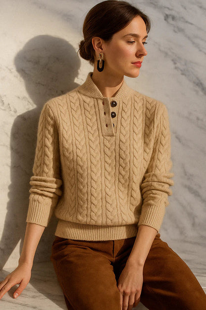 Weicher Strickpullover mit Zopfmuster und Rundhalsausschnitt