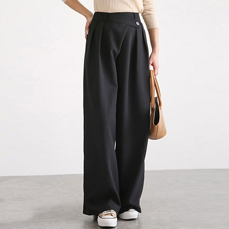Damen Hose Elegant Weit Faltensaum