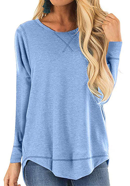 Damen Langarmshirt Bequem Baumwolle Trendy Seitenschlitze